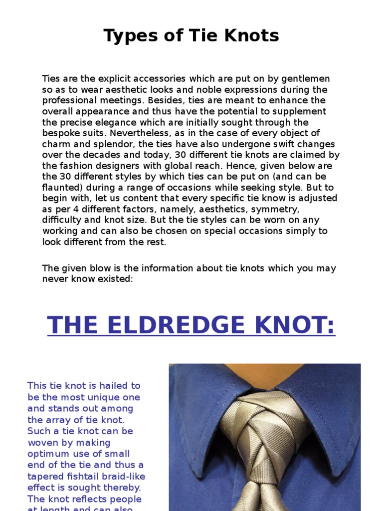Diffrent Types Of Tie Knots Necktie Suit Clothing