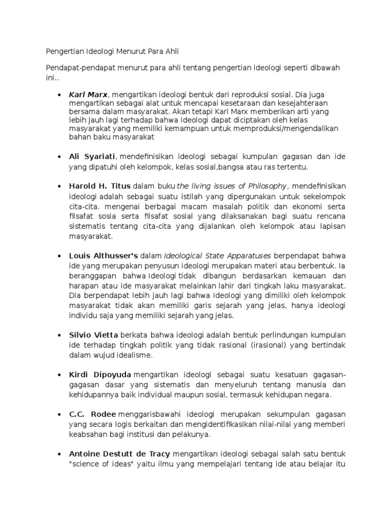 Pengertian Ideologi Menurut Para Ahli Pengertian Ideologi Menurut Para Ahli