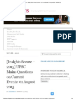 [Insights Secure – 2015] UPSC Mains Questions on Current Events_ 01 August 2015 - InSIGHTS