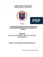 LA INCONSTITUCIONALIDAD DEL ARRAIGO EN LA LEGISLACIÓN PROCESAL CIVIL DEL ESTADO DE JALISCO