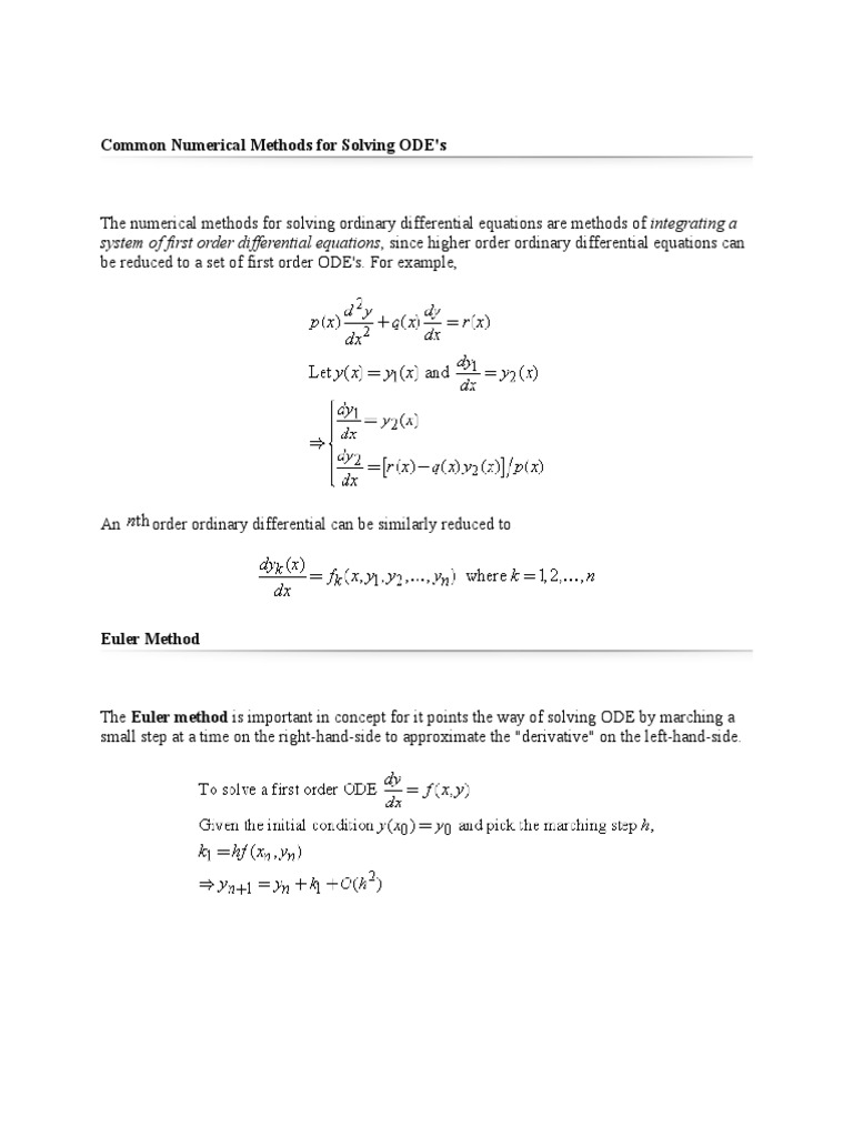 Numerical Methods for ODEs Explained | PDF