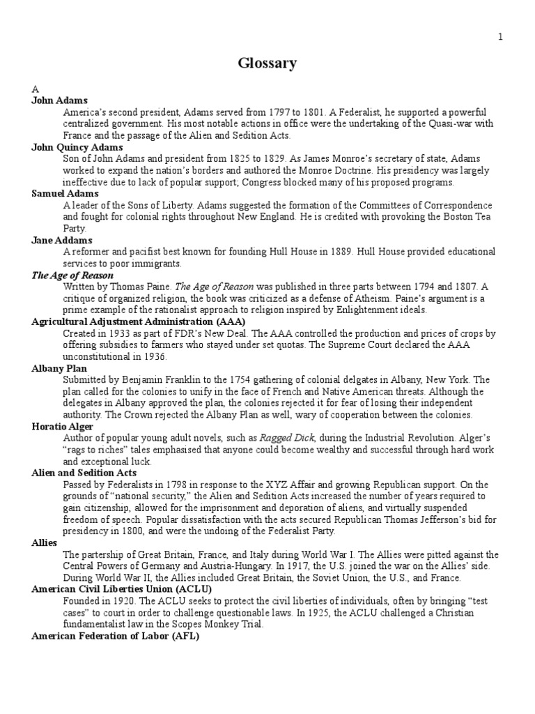 APUSH Key Terms and Definitions | PDF | Federal Reserve | Confederate ...