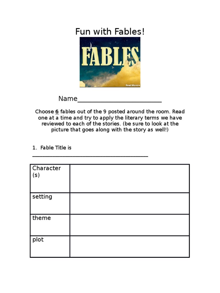 Fun With Fables | PDF | Language Arts & Discipline | Home & Garden
