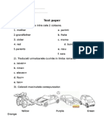 Test paper English vocabulary and grammar