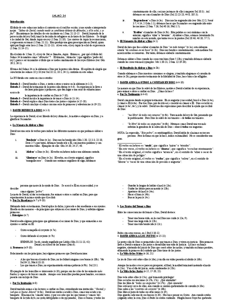 Explicación del Salmo 34 | PDF | Salmos | David