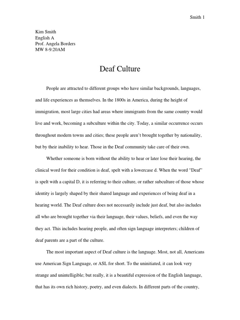 deaf culture essay intro