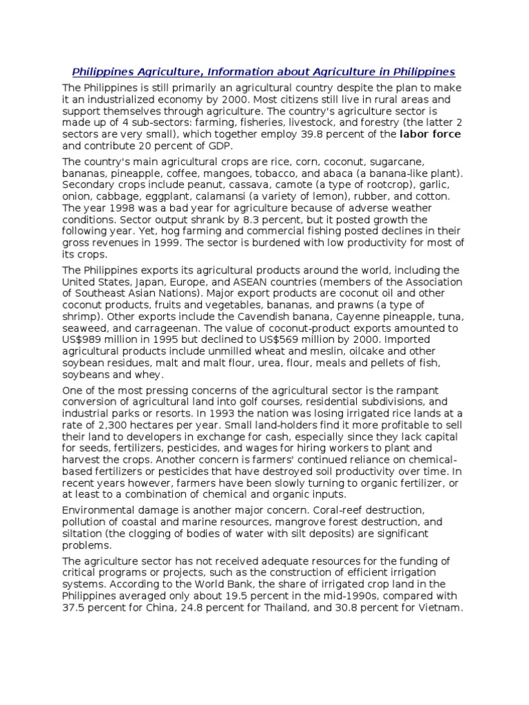 Overview of Philippine Agriculture Sector | PDF | Farms | Agriculture