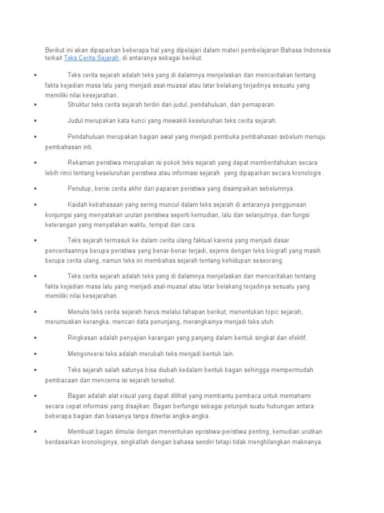 Rangkuman Teks Cerita Sejarah