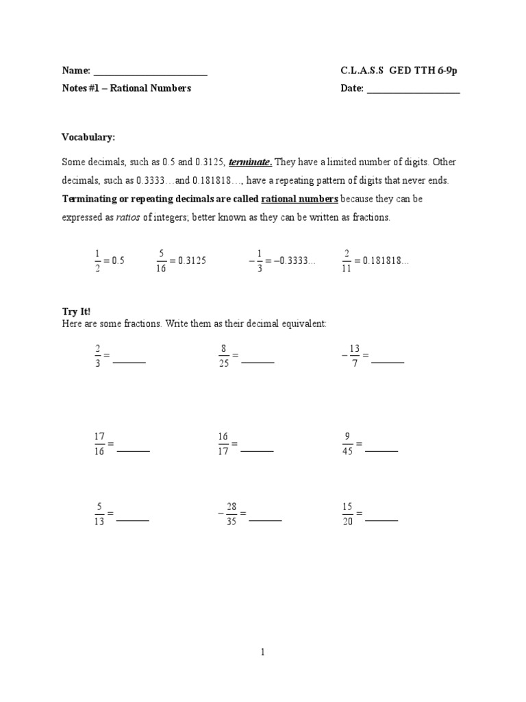 Understanding Rational Numbers and Decimals | PDF