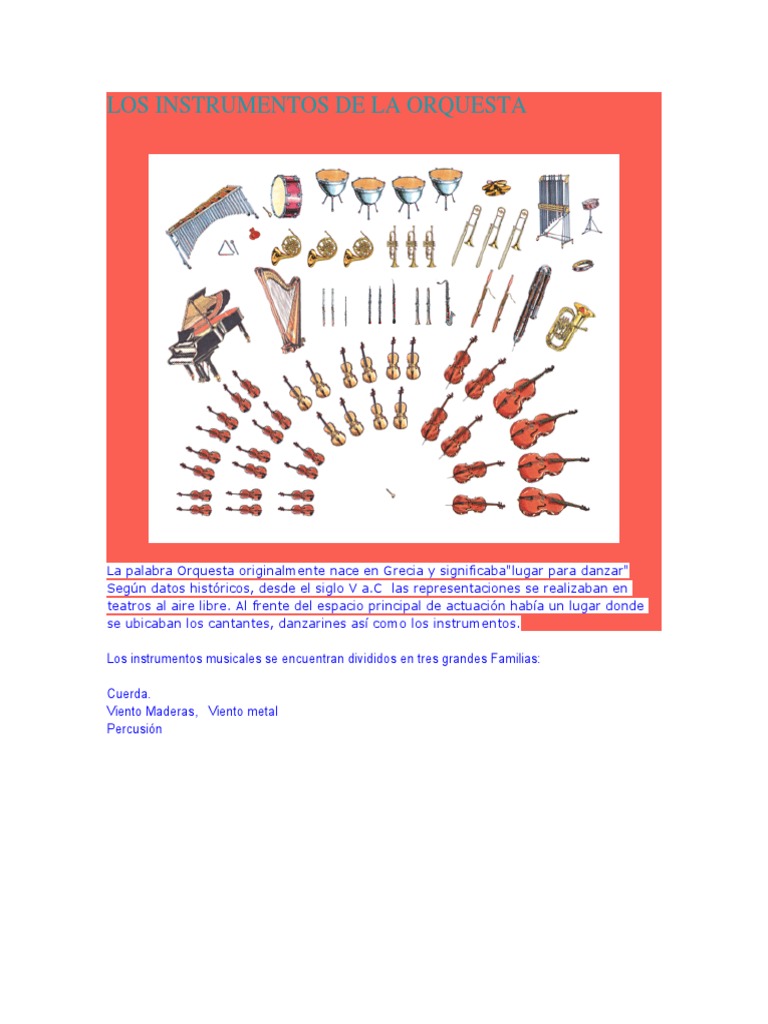 Instrumentos en la Orquesta | PDF | Partituras | Sonido