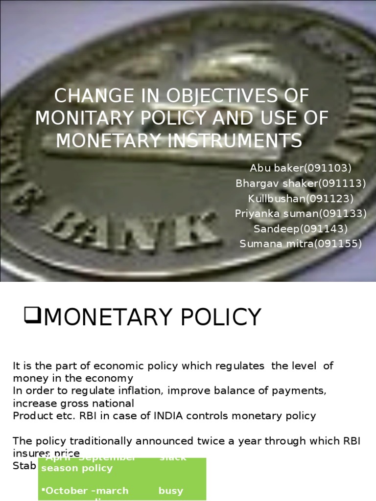 Monetary Policy and Role of Its Instruments | PDF | Reserve Bank Of