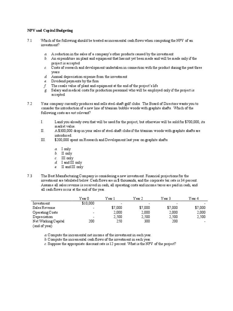 NPV Analysis for Capital Investments | PDF | Depreciation | Net Present ...