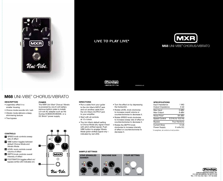 MXR M68 Uni-Vibe （箱・説明書付き） MXR / M68 Uni-Vibeの特徴と使い方をレビュー。ジミヘン愛用の