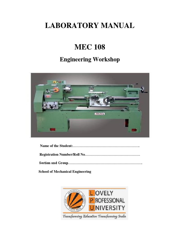 Lab Manual Of 1st Year Mechanical Workshop Welding Construction