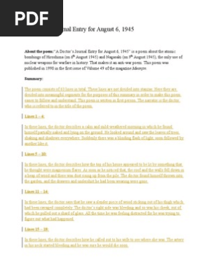 A Doctor&rsquo;s Journal Entry For August 6, 1945 | PDF | Religion 