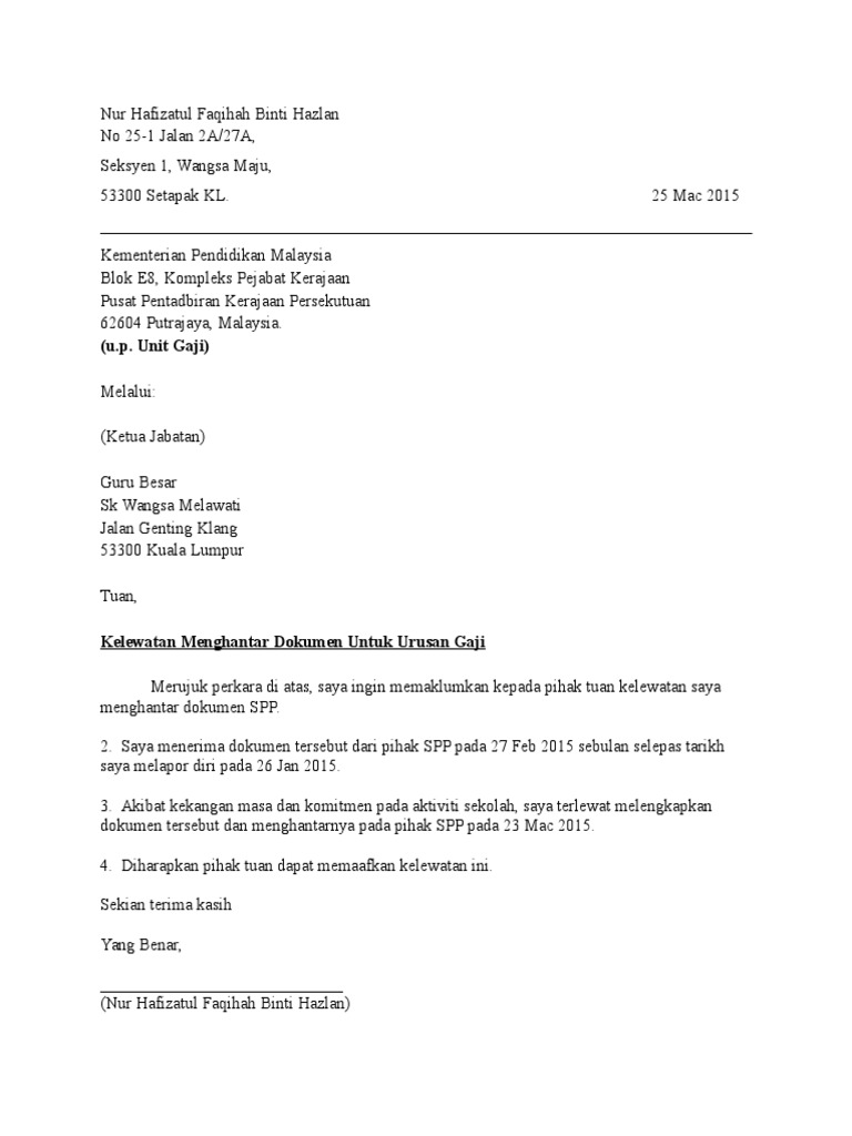 Contoh Surat Tunjuk Sebab Pdf