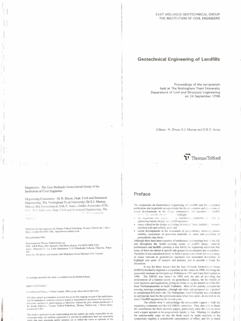 Geotechnical Engineering of Landfills | PDF | Waste | Landfill