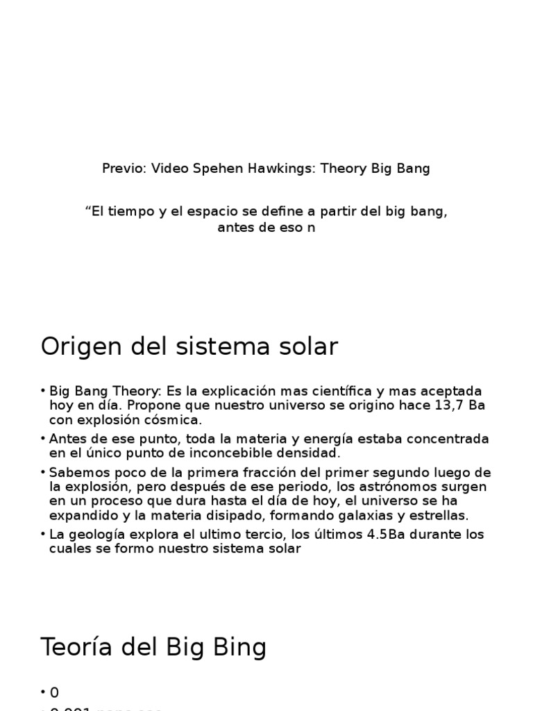 Origen Del Sistema Solar e Hipotesis Nebular PDF Formación y