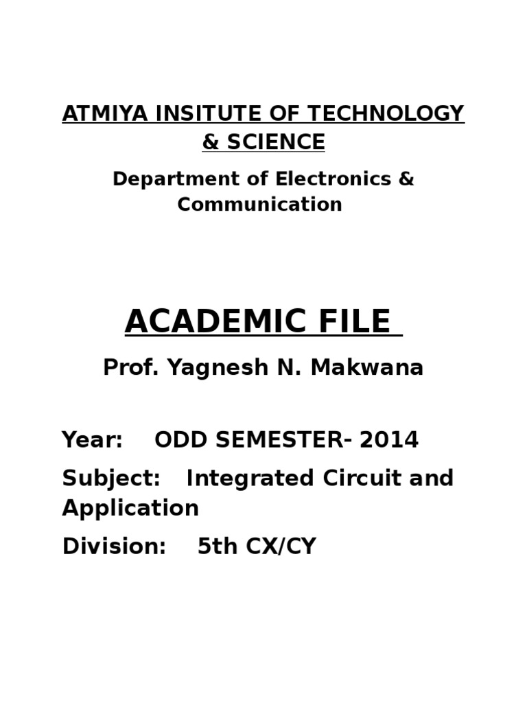 Atmiya Institute Electronics Academic File | PDF | Technology & Engineering