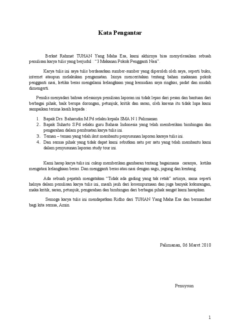 Kata Pengantar Untuk Laporan Study Tour Seputar Laporan