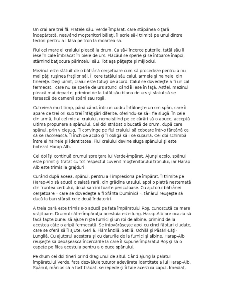 Povestea Lui Harap Alb REZUMAT