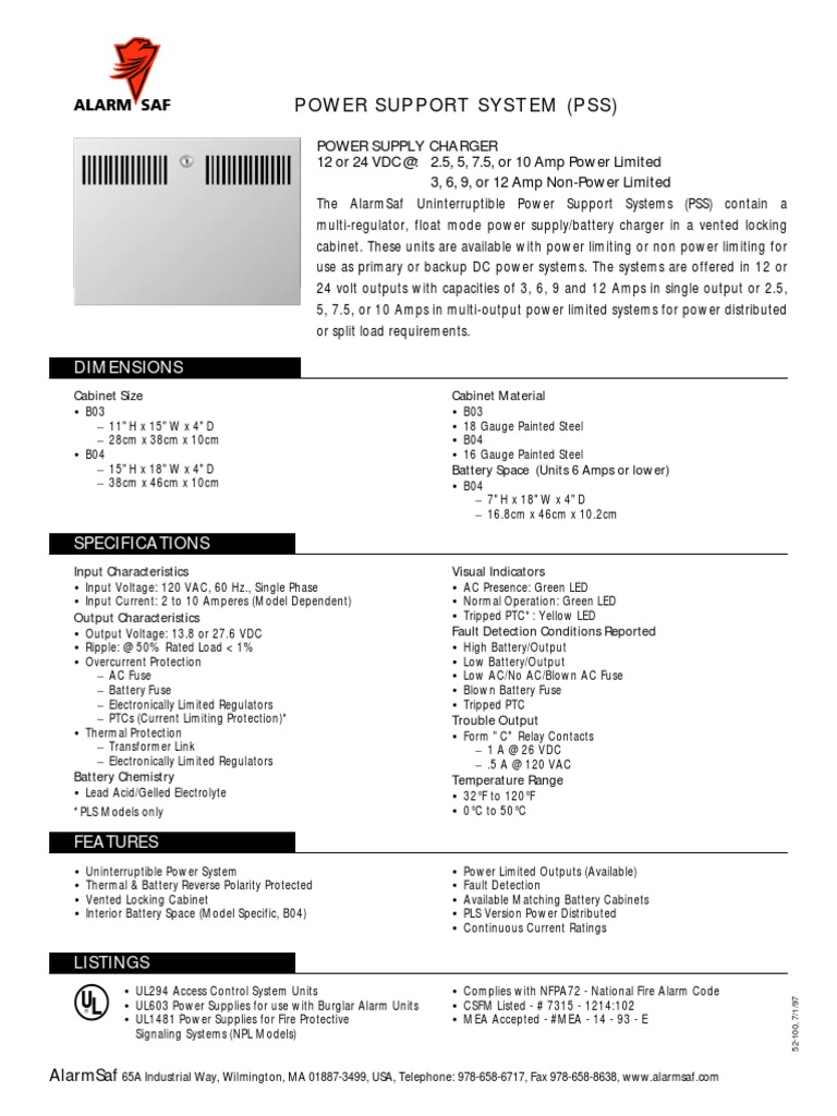 Power Support System (PSS) Dimensions PDF Power Supply Fuse