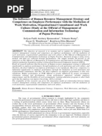 Download The Influence of Human Resource Management Strategy and Competence on Employee Performance with the Mediation of Work Motivation Organizational Commitment and Work Culture Study at the Official of Management of Communication and Information Technology of Papua Province by inventionjournals SN280225100 doc pdf