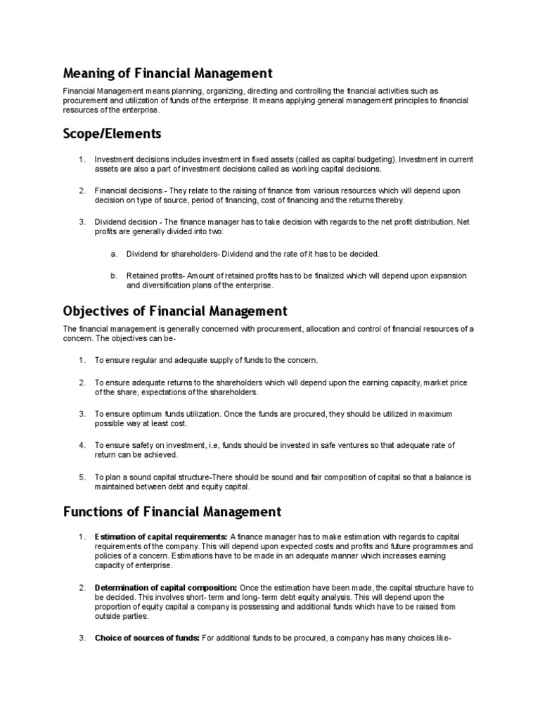 Understanding Financial Management Basics | PDF | Financial Capital ...