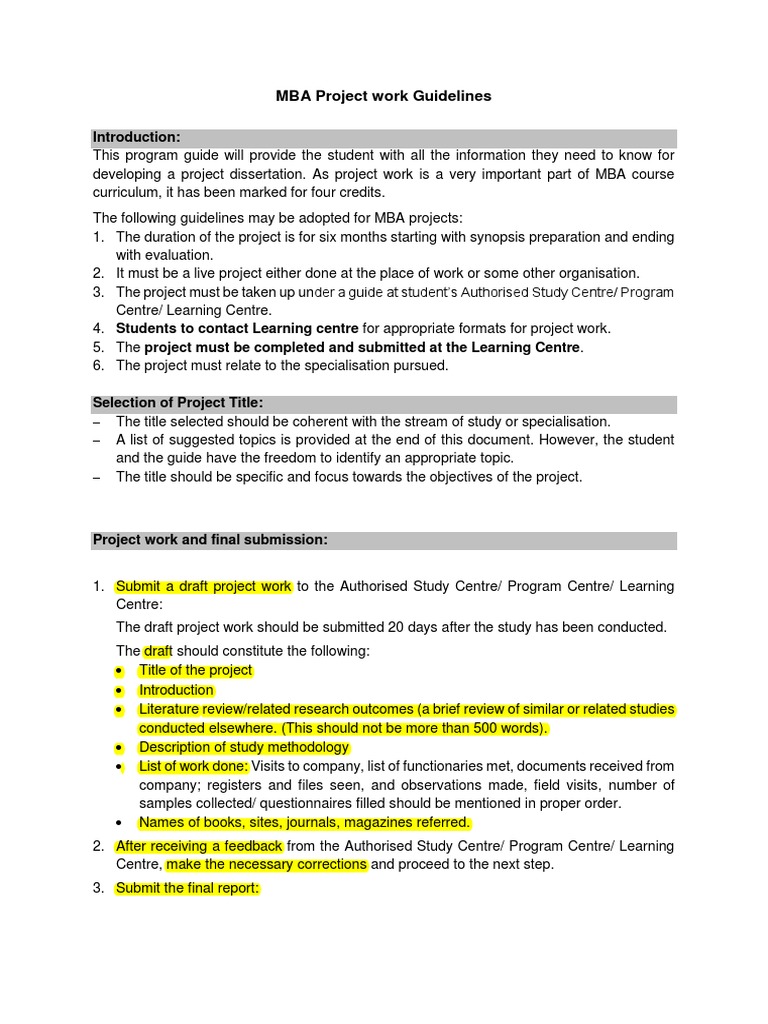 Smu Mba-Project Guidelines | PDF | Retail | Patient