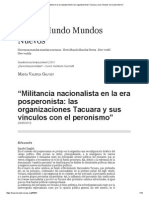 “Militancia Nacionalista en La Era Posperonista_ Las Organizaciones Tacuara y Sus Vínculos Con El Peronismo”