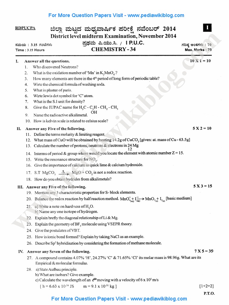 1st PU Chemistry Nov 2014.pdf Gases Molecules