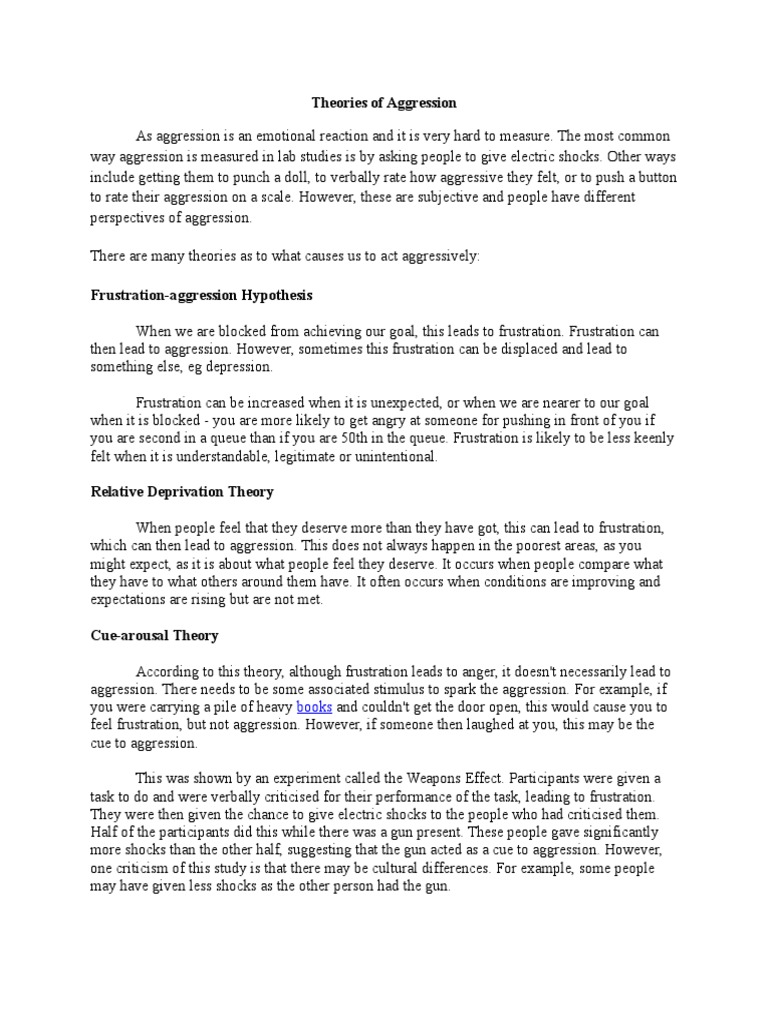 Theories of Aggression | PDF | Aggression | Neuroscience
