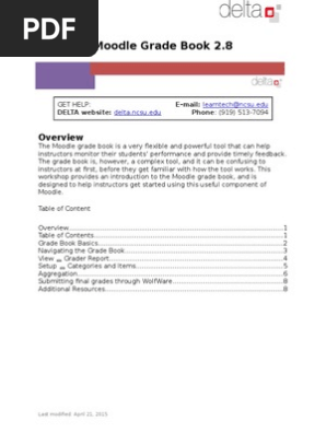 Moodle Gradebook 2.8