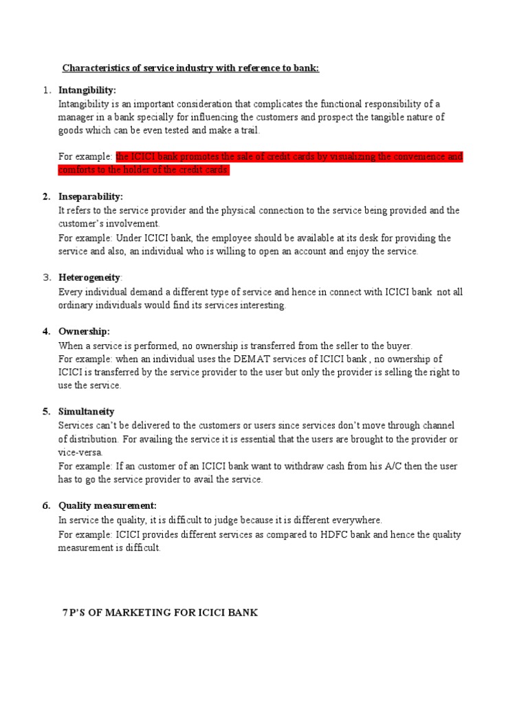 Characteristics of Service Industry With Reference To PDF Deposit