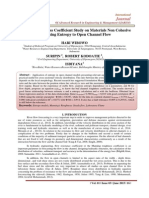 Manning Roughness Coefficient Study On Materials Non Cohesive With Using Entropy To Open Channel Flow