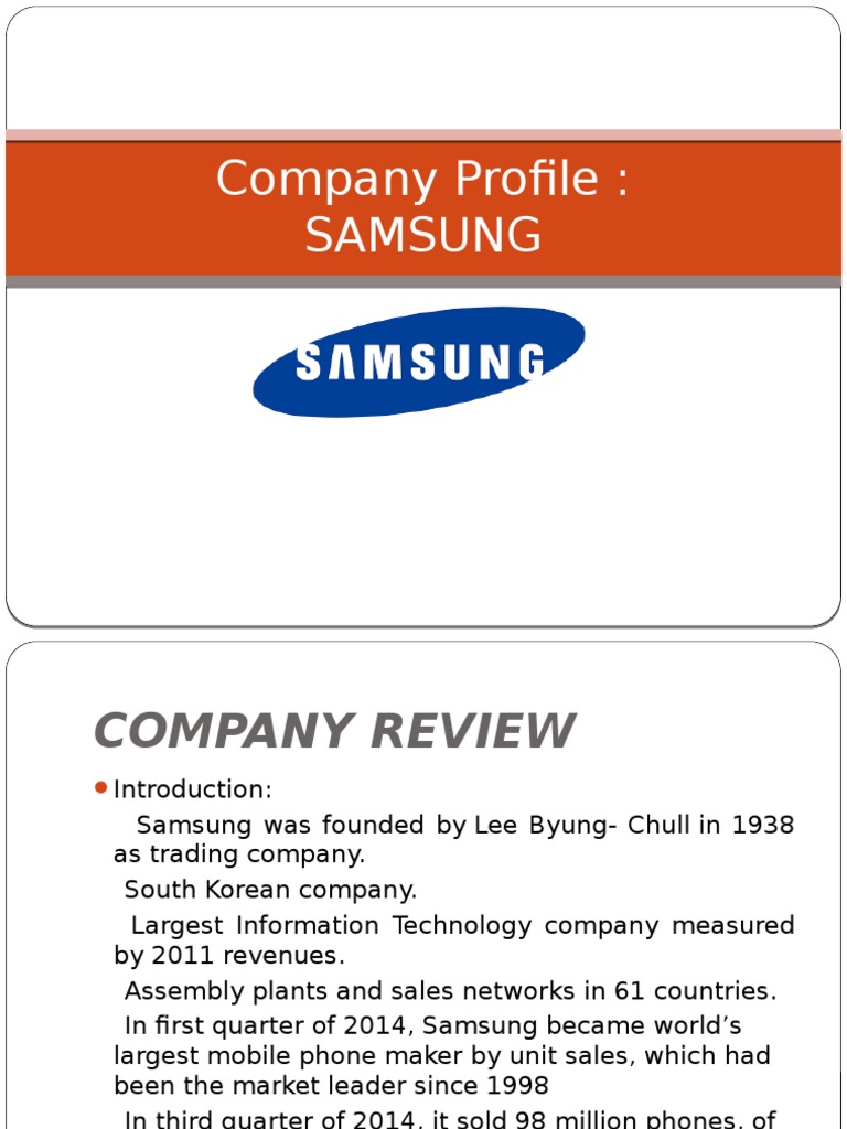 Company Profile SAMSUNG PDF Samsung Electronics Samsung