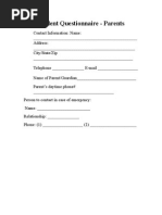 New Student Questionnaire