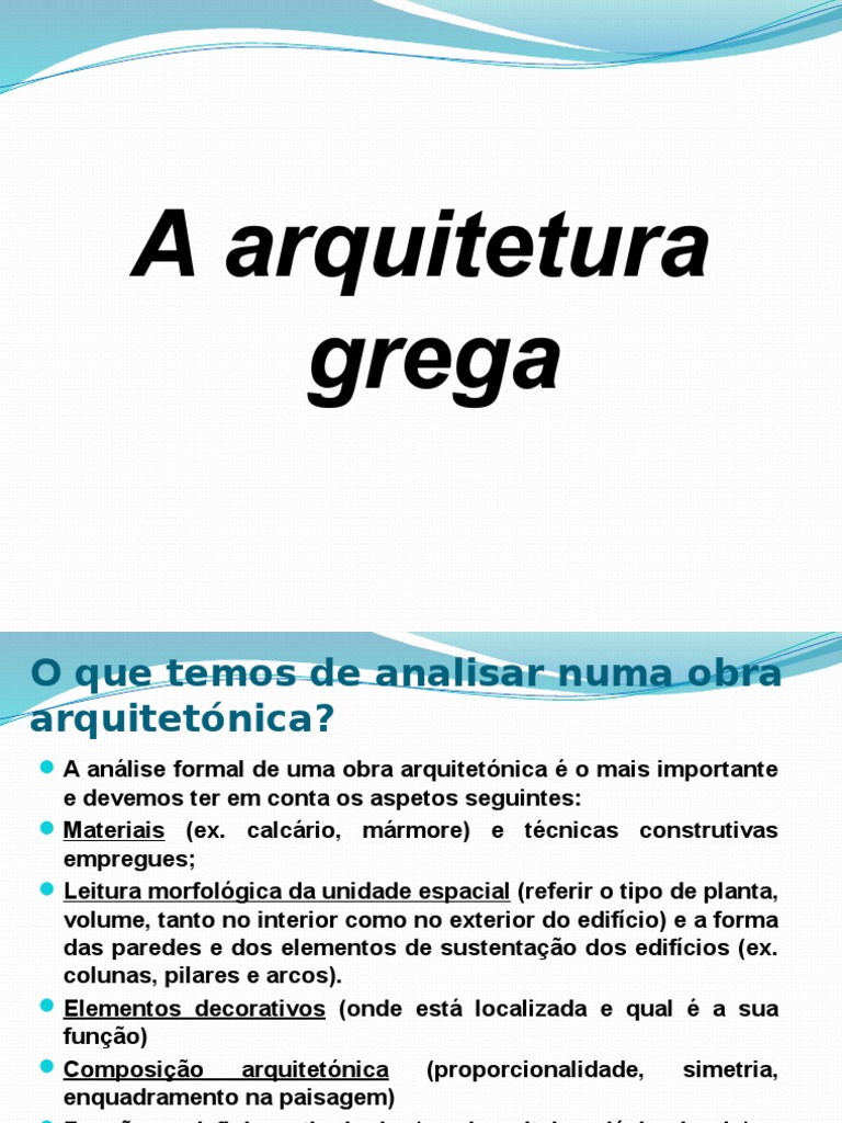 Arquitetura Grega | PDF | Elementos arquitetônicos | Grécia Antiga