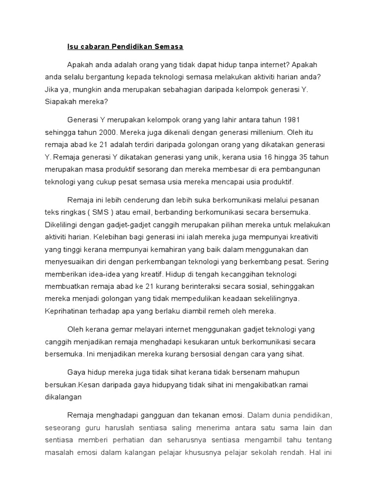 Guru Dan Cabaran Masa Depan Pelan Tindakan Pdf
