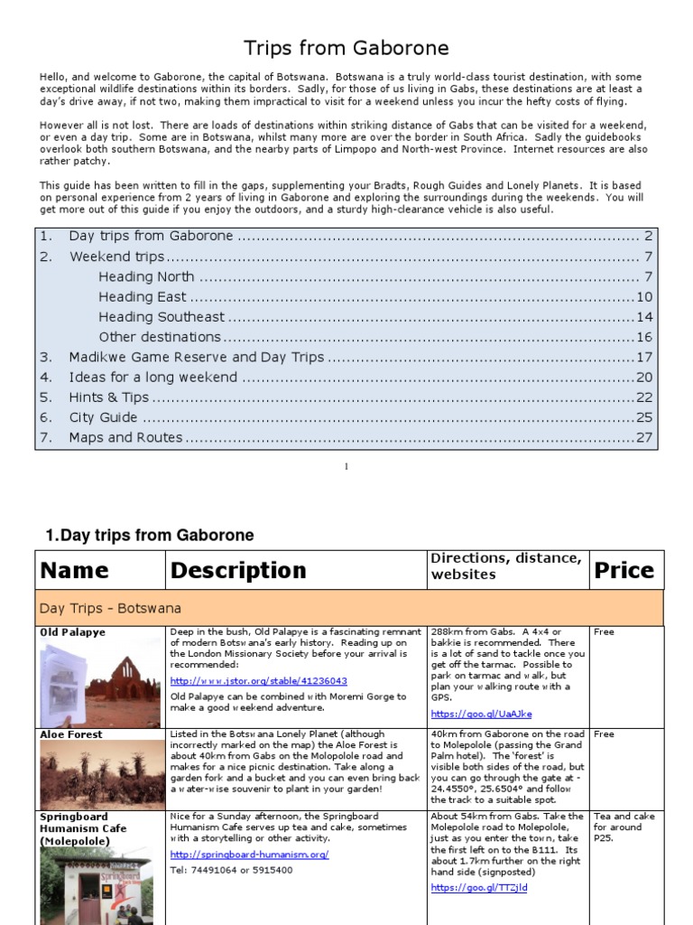 Trips From Gabs PDF Botswana Camping