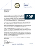 Letter From Rep. Dan Schoen To Speaker Daudt