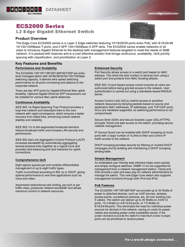 Edgecore ECS2000 Series | PDF