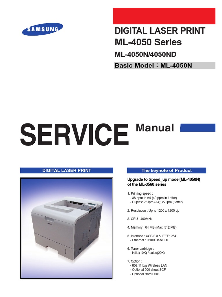 Samsung ML 4050 Service Manual | Electrostatic Discharge | Ac Power Plugs  And Sockets