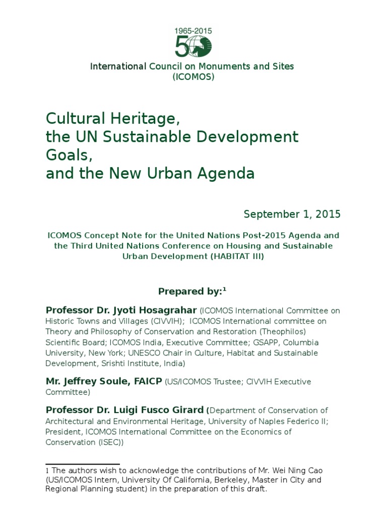 Cultural Heritage, Sustainable Development and The New Urban Agenda ...
