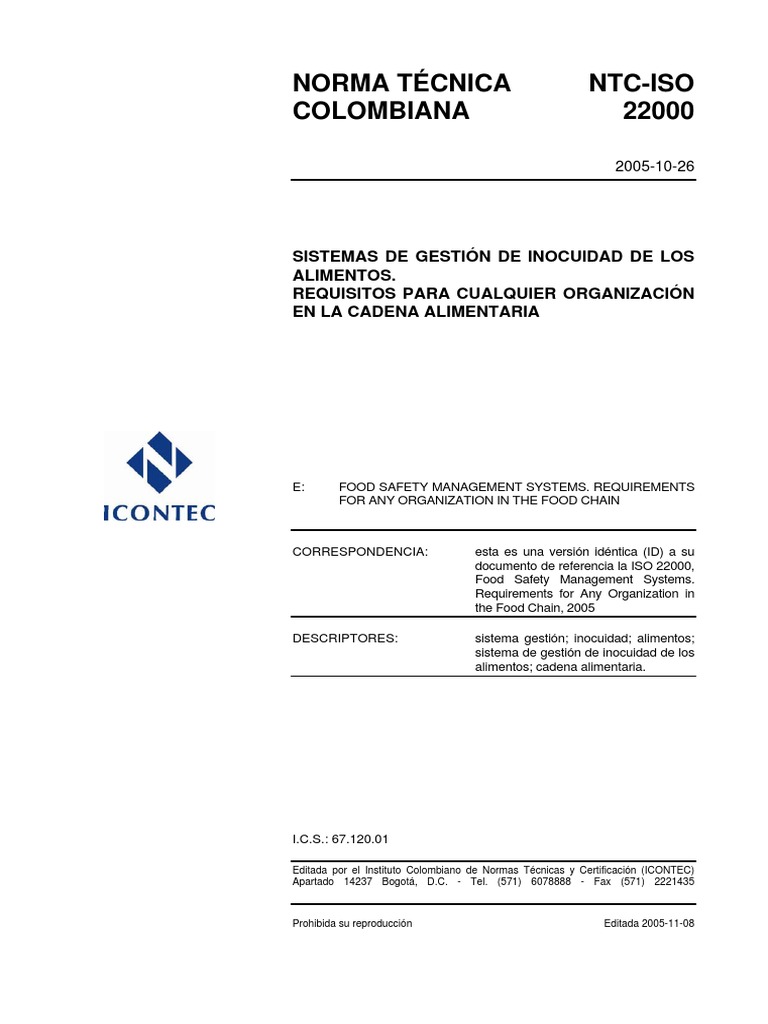 Iso 22000 PDF | PDF | Análisis de Riesgo y Puntos Críticos de Control ...
