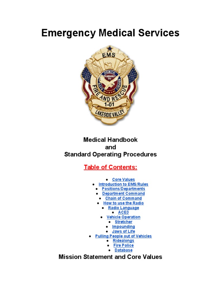 EMS Handbook and SOPs for LSVFD | PDF | Emergency Medical Services ...