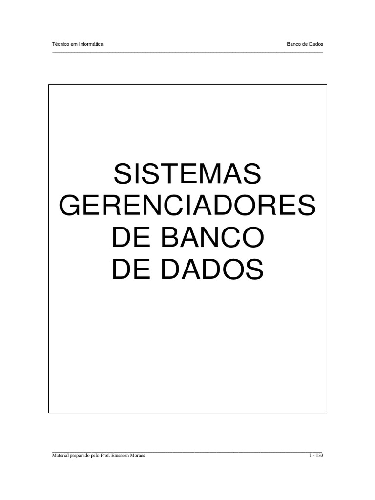 Apostila Banco de Dados | PDF | SQL | Bancos de dados