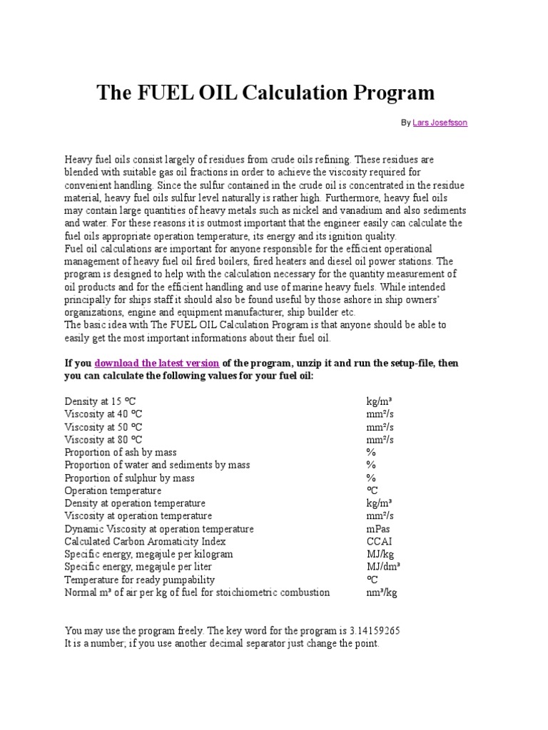 Fuel Oil Calculation Program Overview | PDF | Business