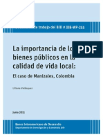 La Importancia de Los Bienes Públicos en La Calidad de Vida Local El Caso de Manizales Colombia