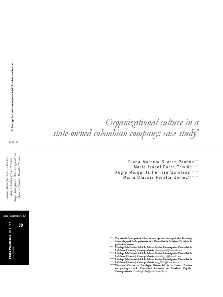 Cultura Organizacional PDF PDF Organizational Culture Case Study